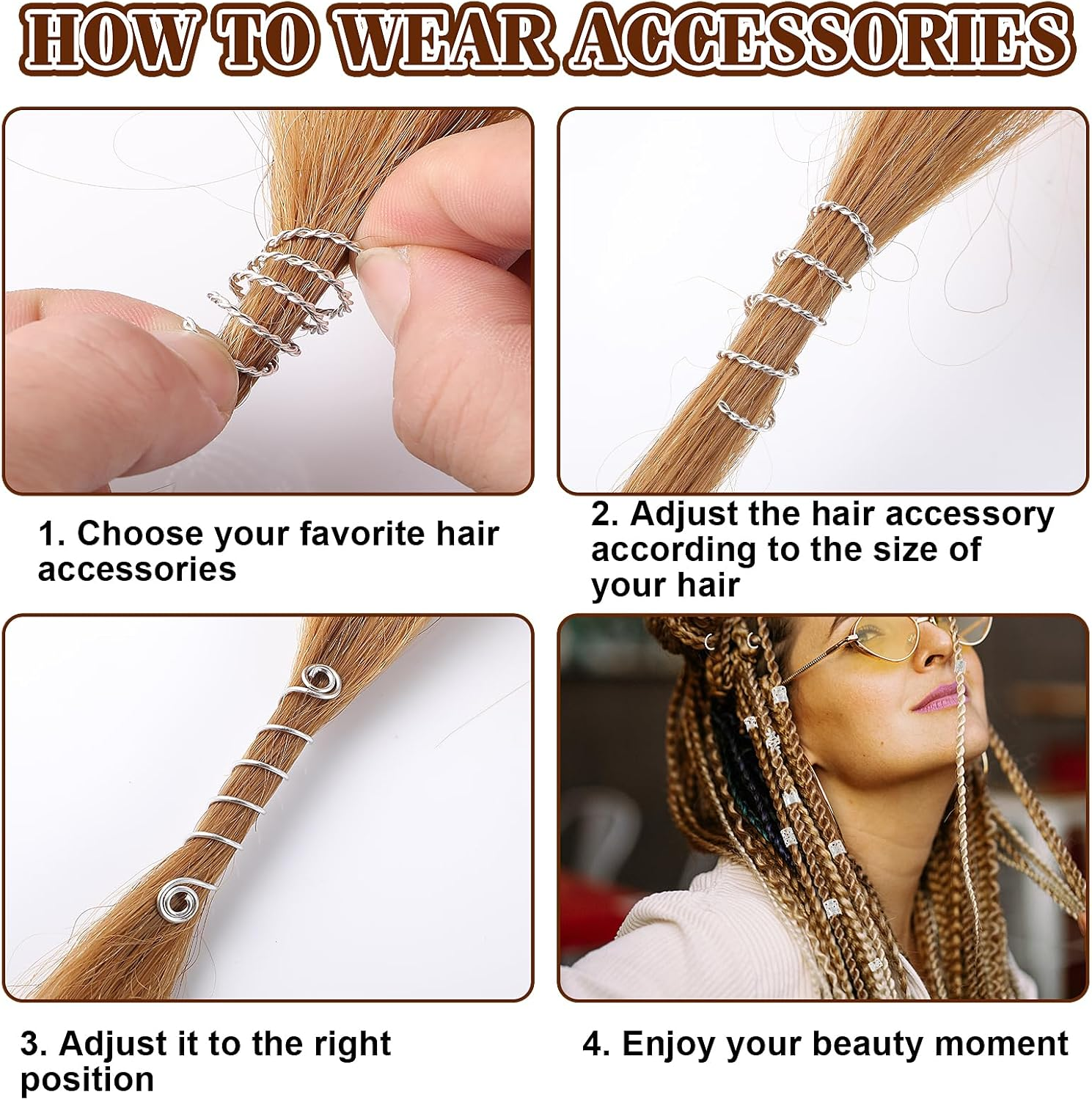 Pack of 220 Dreadlocks Hair Accessories, Silver Hair Rings, Metal Hair Beads, Clips, Adjustable Metal Braids Accessories for Women, Girls, Hair Braid Decoration image number 1