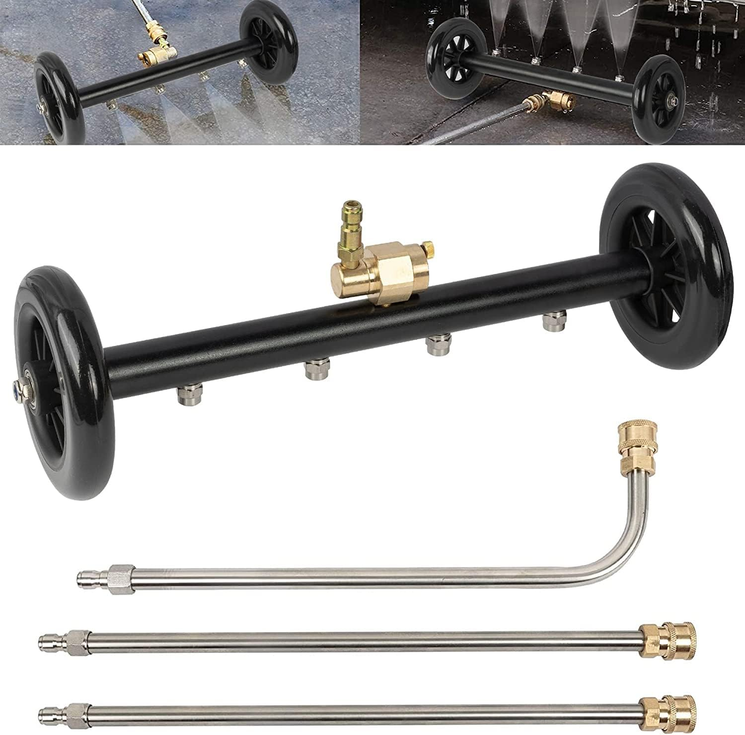 Yotsuba 16" Hydraulic Undercarriage Cleaner, 4000 PSI Pressure Washer Attachment, with Extension Wands & 90&deg; Curved Wand, for Truck, SUV, RV, Trailer, Car Underbody Wash image number 1