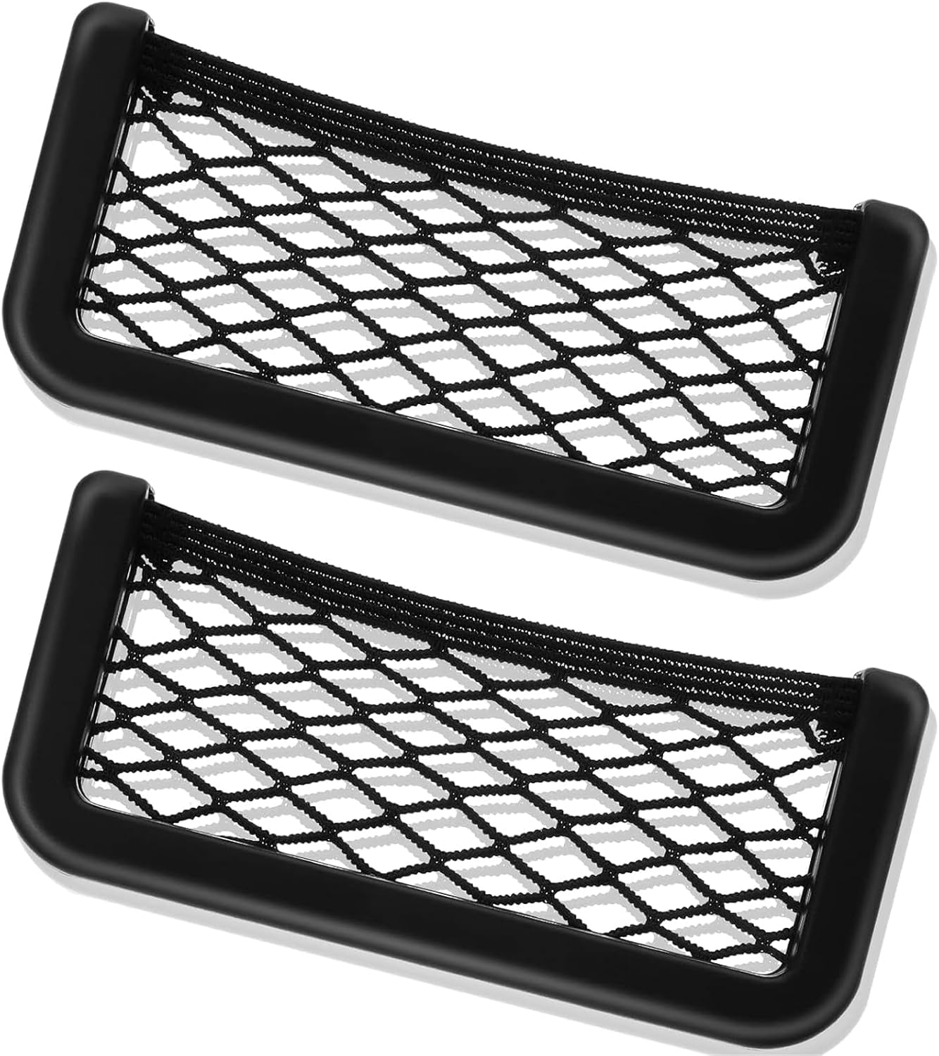 Frienda 2 Pcs ABS Plastic Frame Car Storage Net Bag Phone Car Mesh Net Holder RV Storage Boat Cargo Pocket Organizer Framed Mesh Pocket with Screws for Auto RV (6.7 X 3.15 Inch) image number 2