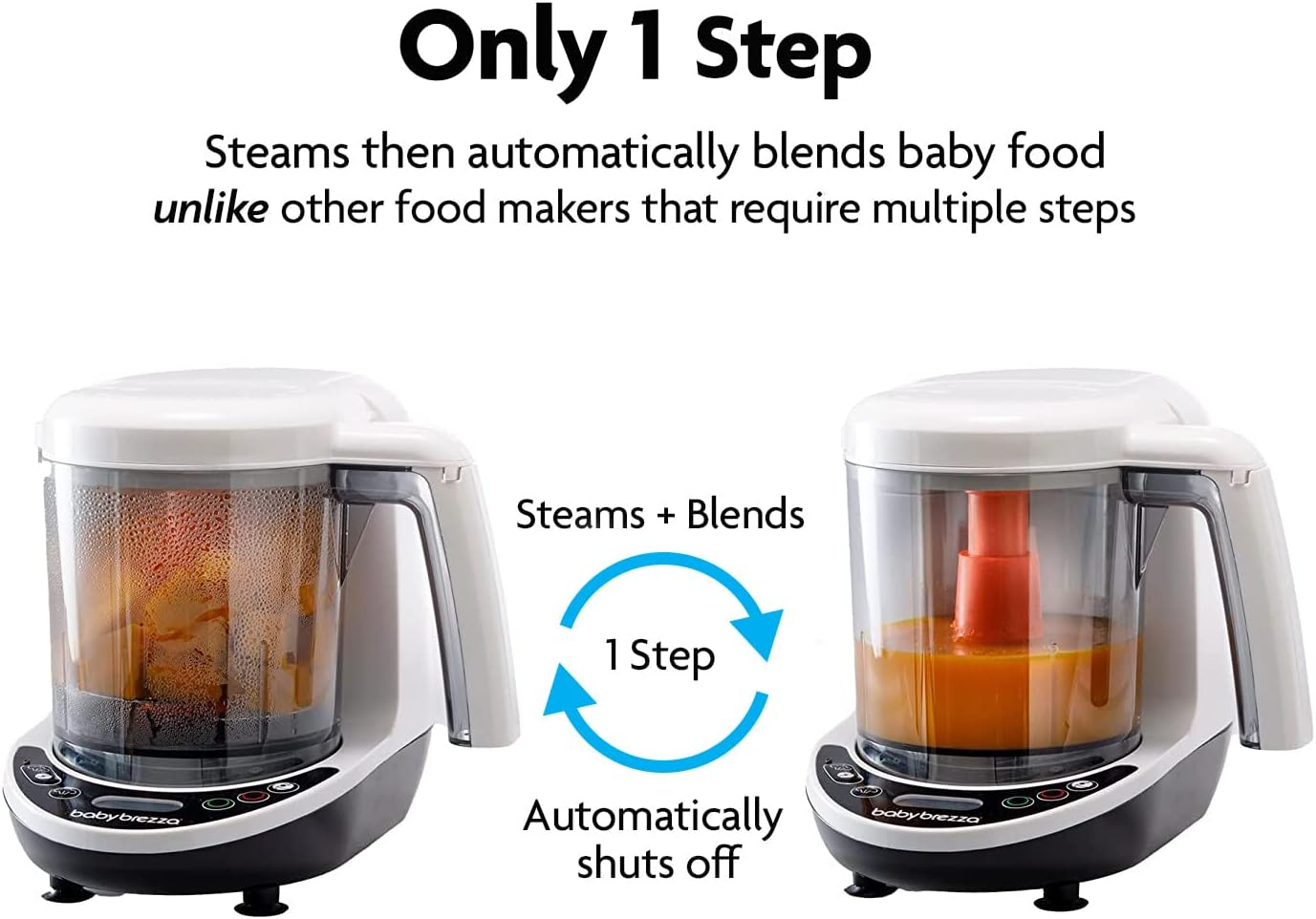 Baby Brezza One Step Baby Food Maker Deluxe &ndash; Cooker and Blender to Steam + Puree in 1 Step &ndash; Auto Shut off - Make Organic Food for Infants and Toddlers - Set of 3 Pouches + 3 Funnels image number 5