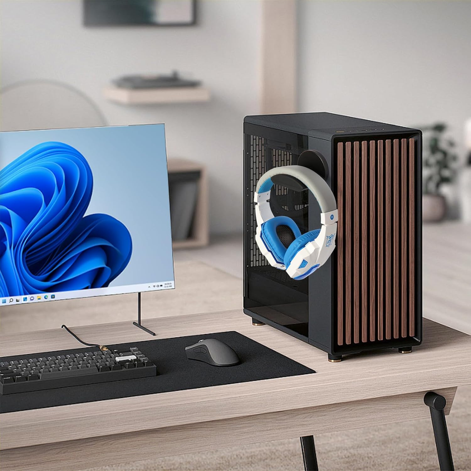 Dlilise Magnetic Headphone Holder, up to 30Lbs, Headset Hooks, Headphone Hanger for Desk & Table, Headphone Mount Stand with Rubber Pad, Compatible with All Computer/Gaming Headsets image number 2