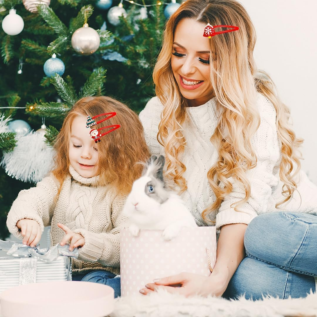 Christmas Hair Accessories, Hair Clips, Pack of 10, Hair Clips, Gifts for Children, Girls, Women, Christmas Decorative Hair Accessories, Reindeer Clips, Hair Pins, Headband (Red) image number 4