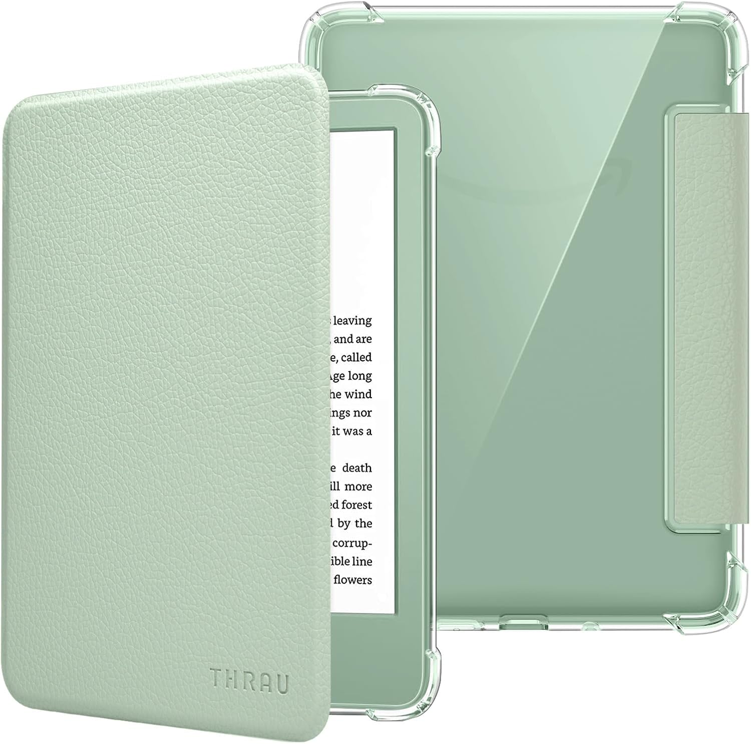 THRAU Case for 6" All-New Kindle 2024/2022 (11Th Gen) &ndash; Ultra Clear Soft Flexible Transparent TPU Back Cover Light Shell with Auto Wake/Sleep for Kindle Basic, Agave Green
