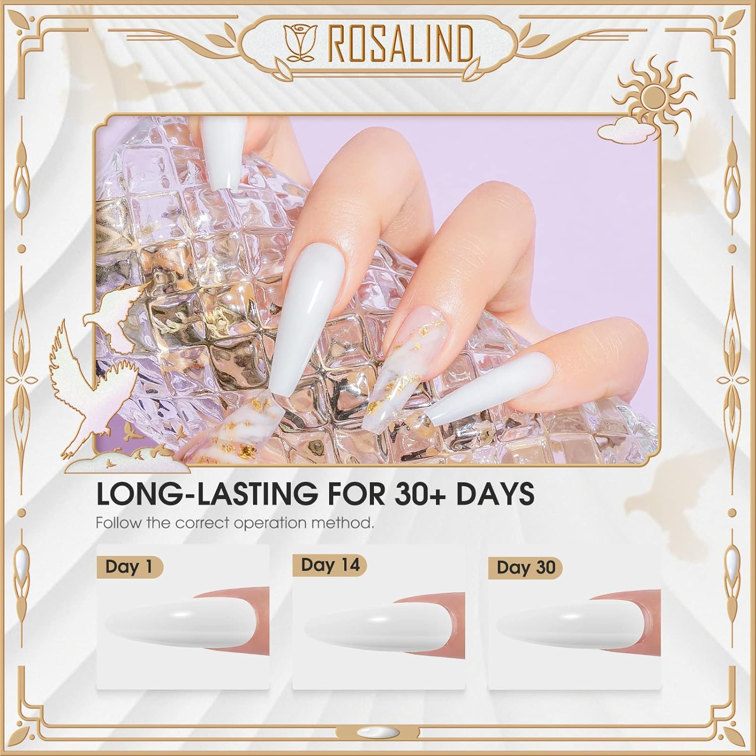 ROSALIND UV Nail Polish White Glitter Gel Nail Polish 15 Ml Shellac Nail Polish Starter Set UV LED Soak off Nail Gel Polish Gel Nail Polish Set image number 2