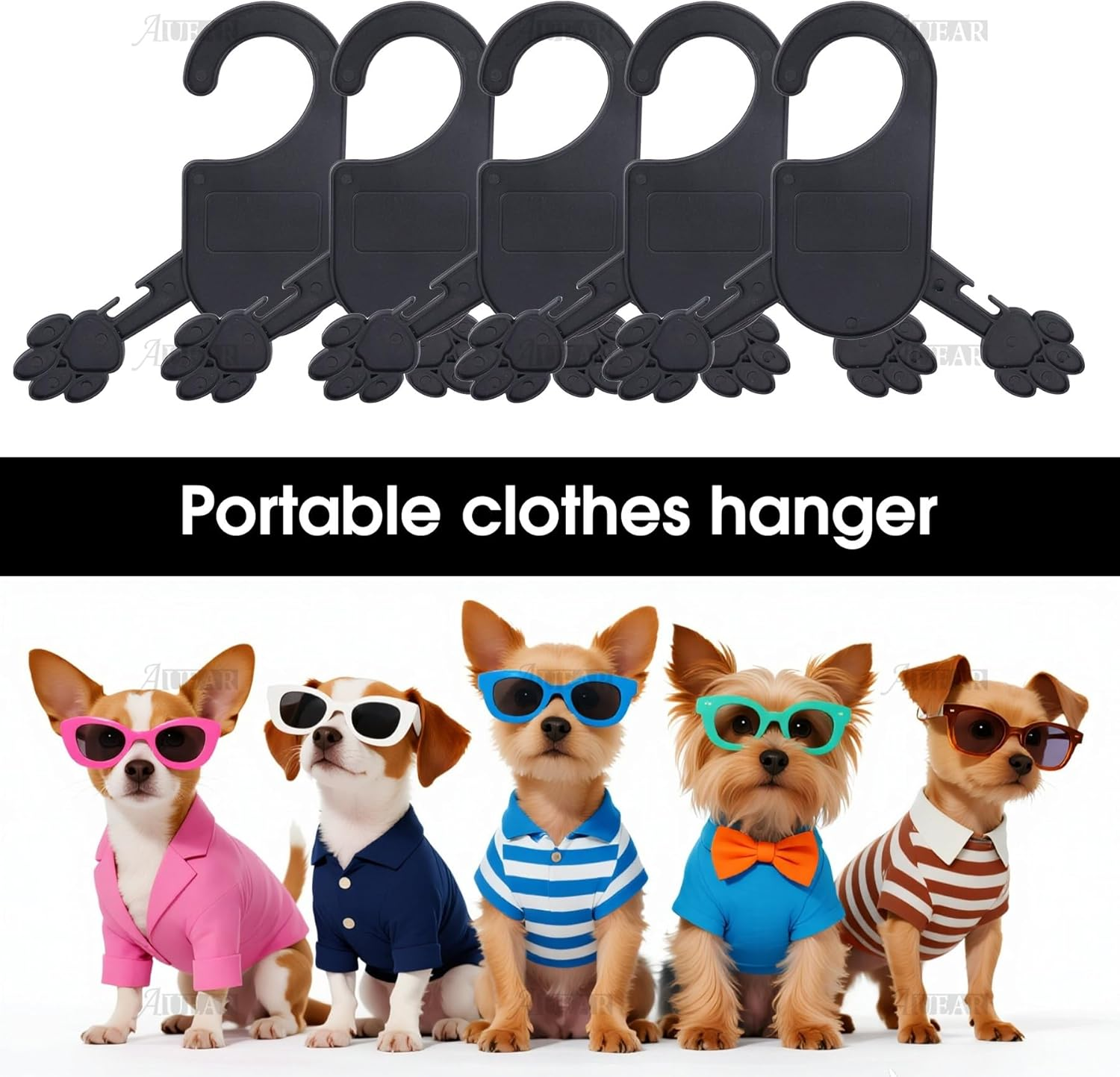 AUEAR, 10 Pack Plastic Pet Clothes Rack Hangers for Dog Puppy Cat Toddler Small Coat Hanger image number 6