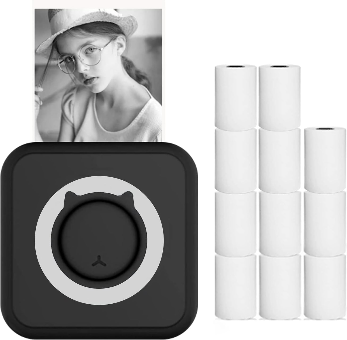 Domary All-In-One Photo Printer Multifunction Portable Printer Wireless Instant Mini Printer Support BT Connection for Smartphone with 11 Paper Rolls 57Mm Compatible with Ios Android