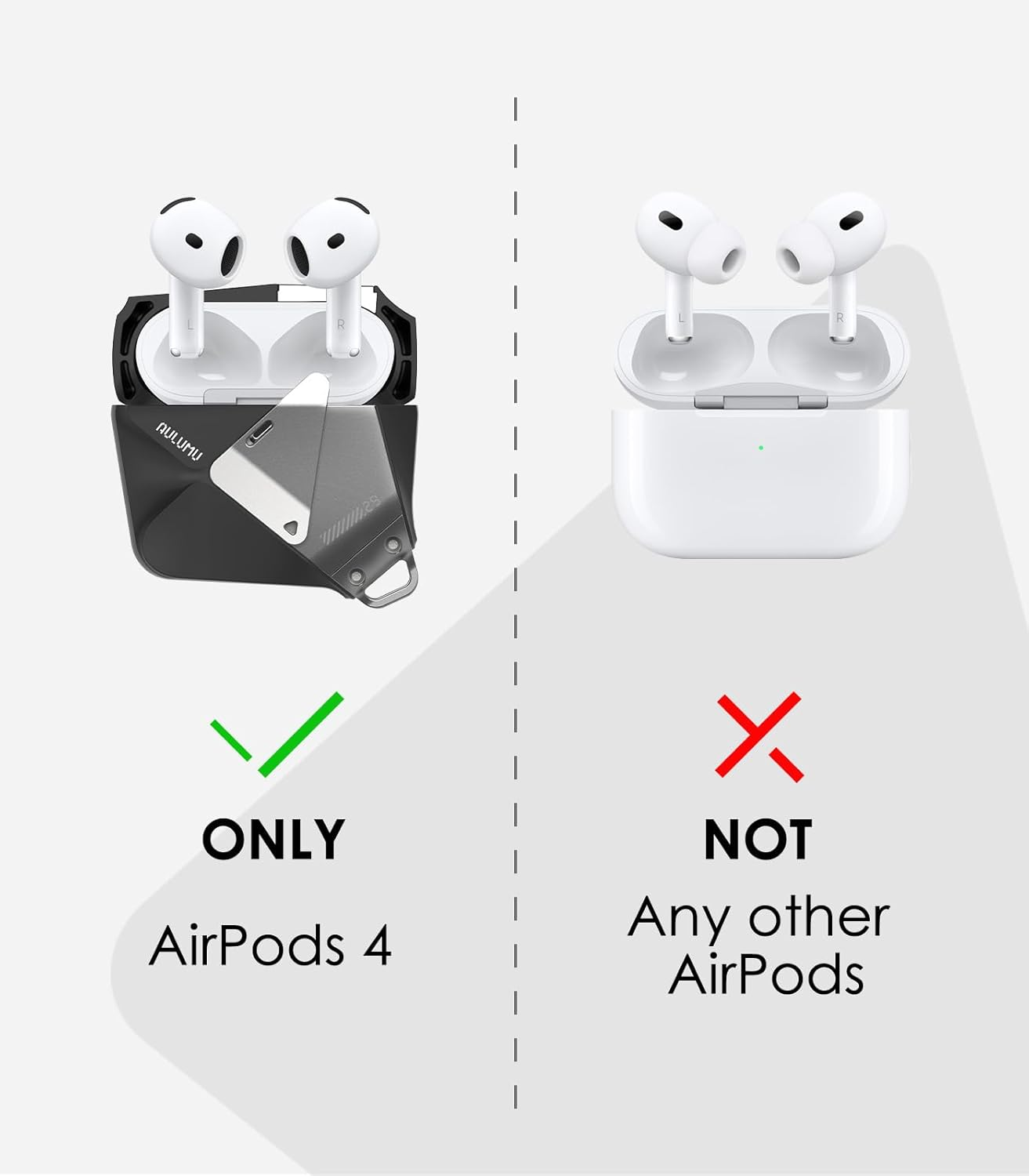 Aulumu A29 Geometric Airpods 4 Case with Lock | Protective Cover with Nylon Buckle | Alloy Armour | Compatible with Apple Airpods 4Th (2024) - Black - Translucent Grey image number 6