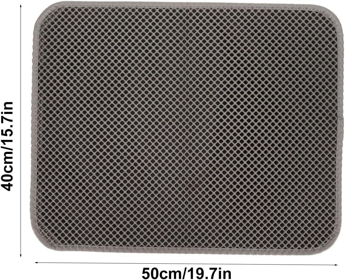 Cat Litter Mat, Double Layer, Prevents Slipping, Waterproof EVA Cat Litter Tray Mat, Honeycomb Litter Collection Mat, Easy to Clean, Urine Density Mat for Litter Control (Grey) image number 5