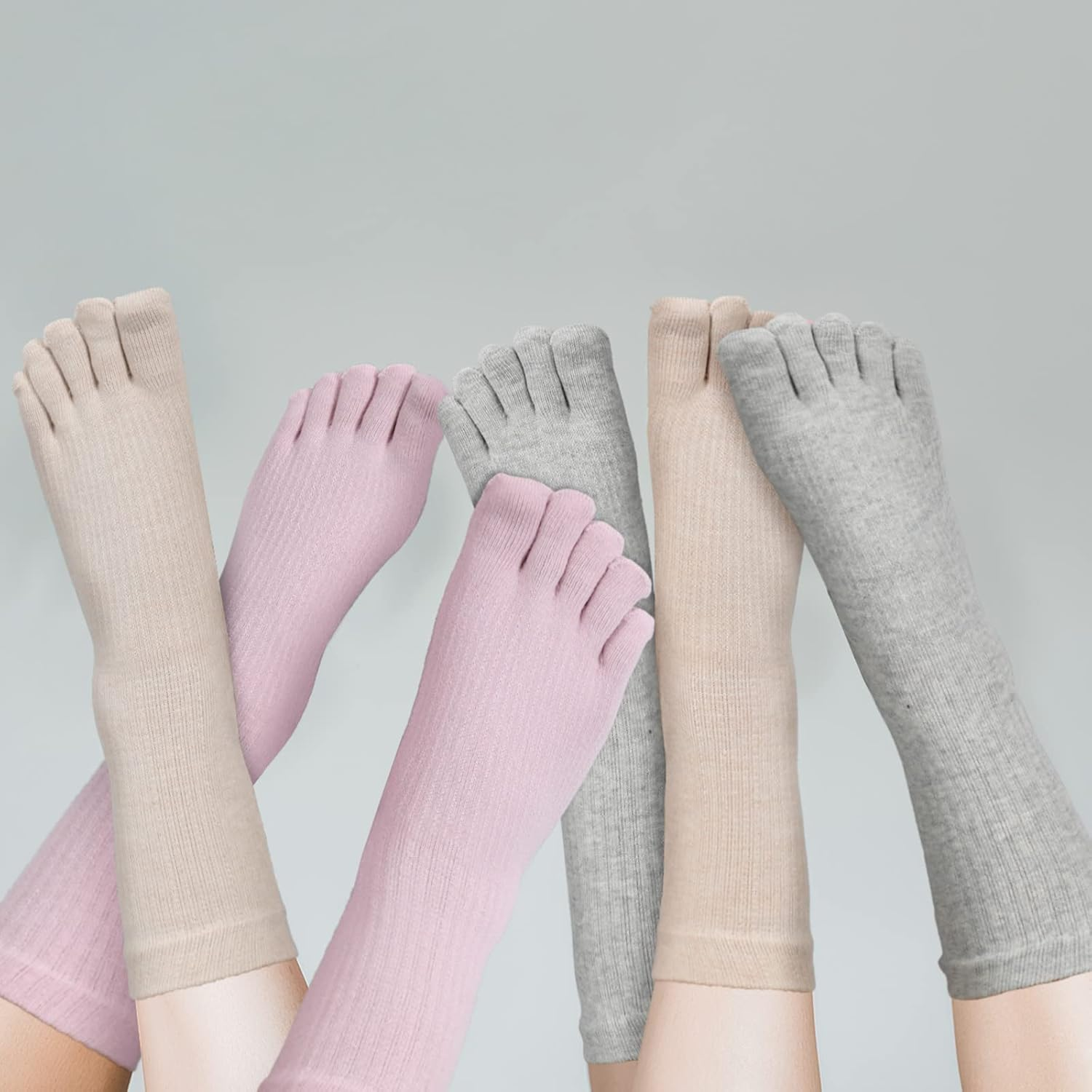4 Pair Women Five Toe Socks Cotton Toe Socks Athletic Running Long Split Toe Women'S Cotton Socks
