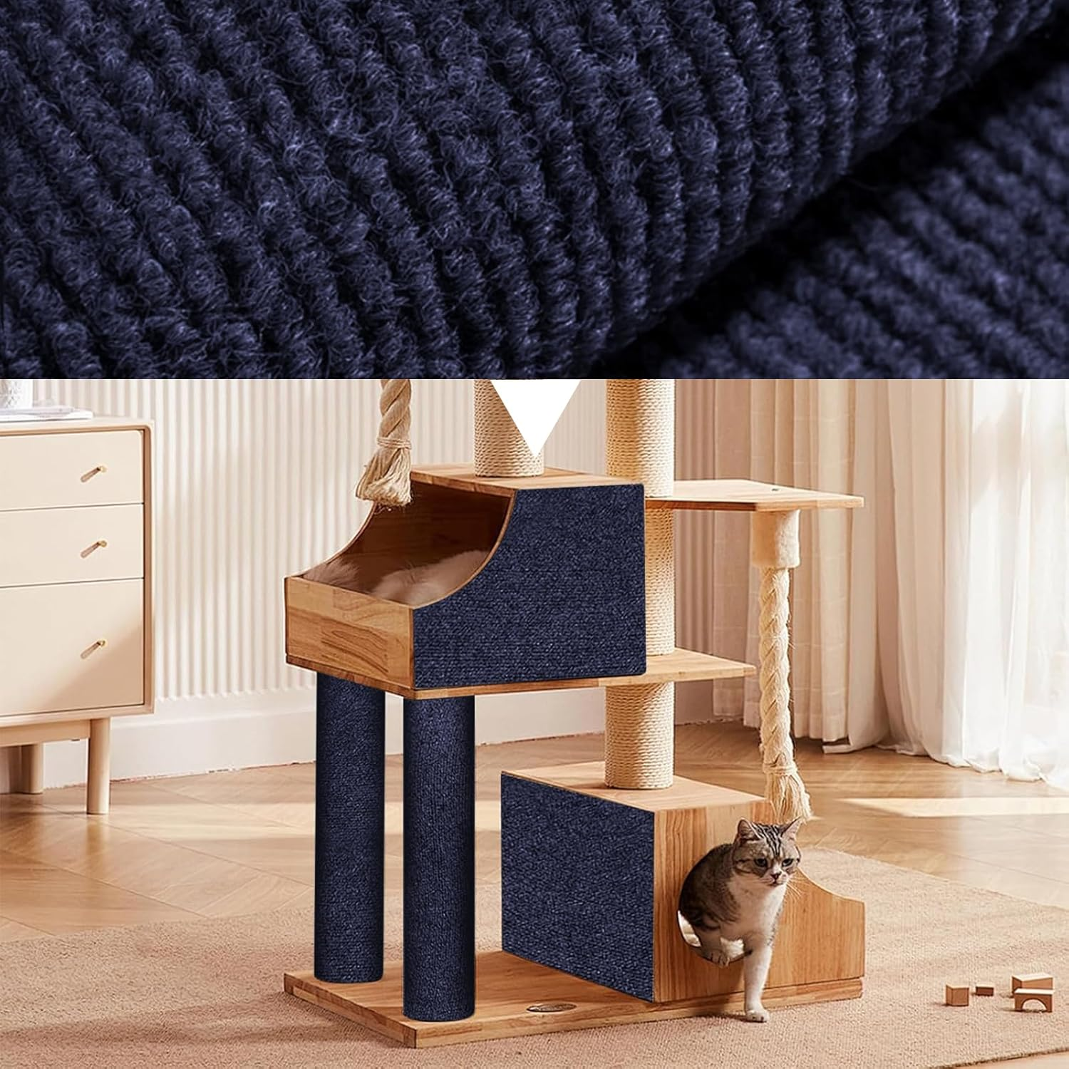 Cat Scratching Mat, Self-Adhesive Scratch Mat, Cat Scratch Protection, Sofa Cat, Scratch Mat Cat Wall, Scratch Wall for Cats, Cat Scratching Mat for Protects Furniture, Couch, Sofa, Wall, Door (Dark image number 5