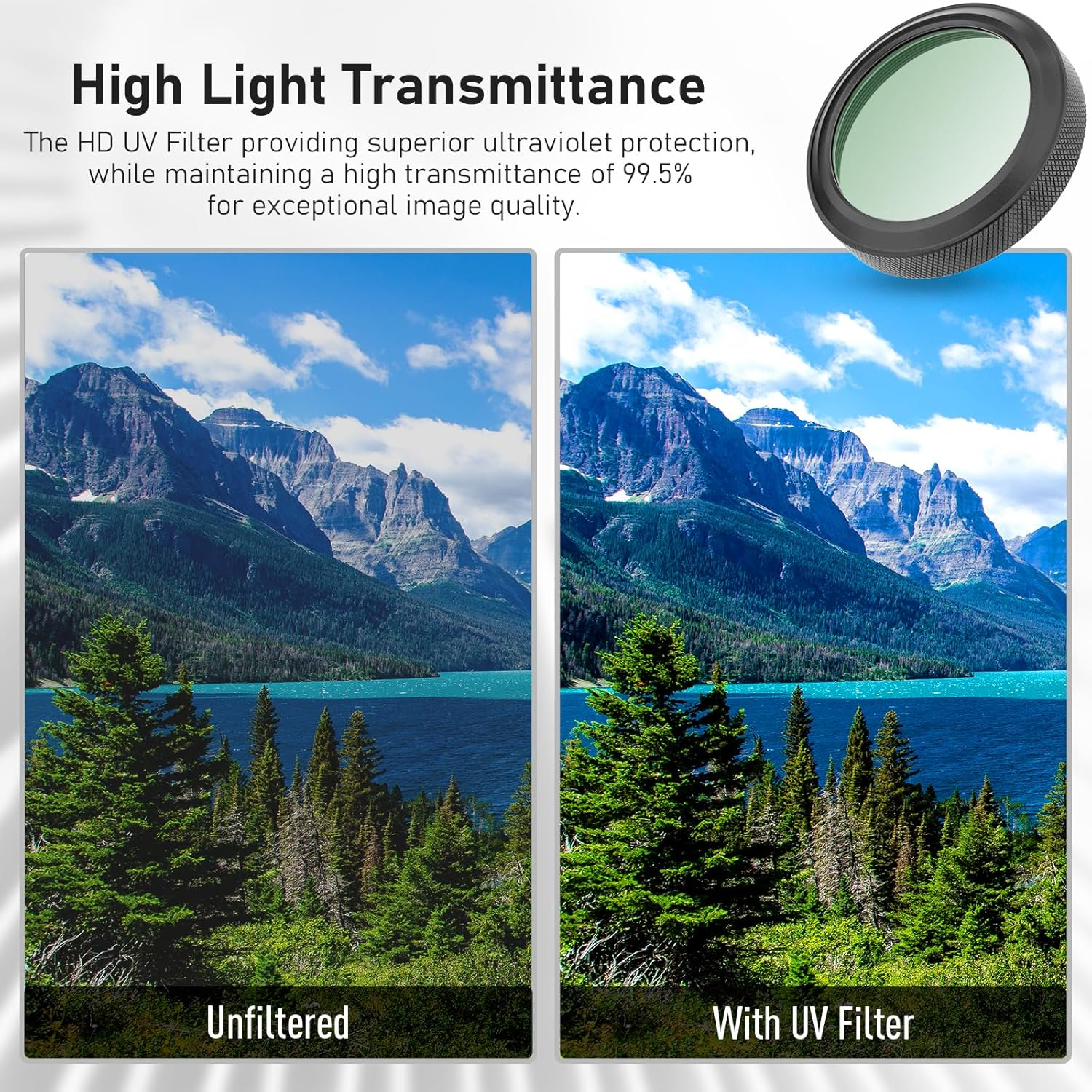 Haoge Camera Lens Protection HD Filter for Fujifilm X100VI Fuji X100V Camera Accessories Multi Waterproof Nano Coated HD Optical Glass with Integrated Adapter Ring Black LUV-XVIB image number 3