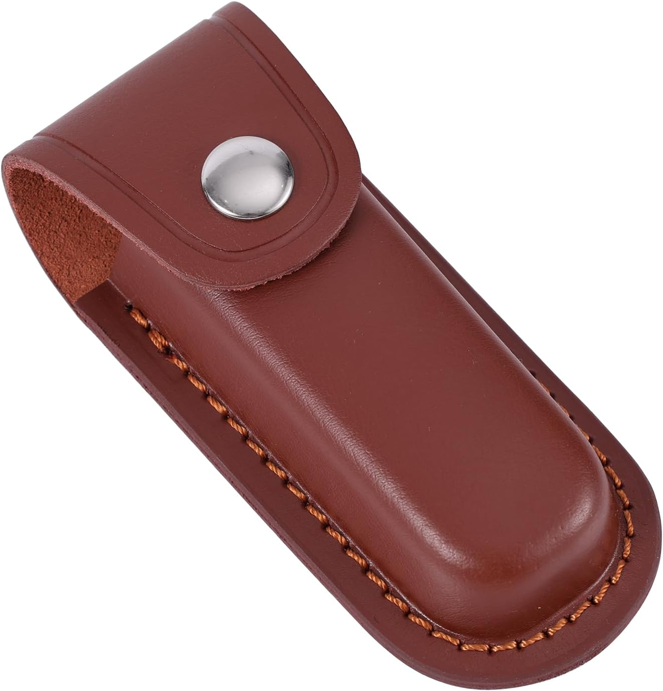 Leather Knife Sheath for Belt, 4.84X2.05 Inch Folding Leather Knife Holder Portable Pocket Knife Sheath Practical Knife Holster for Cycling, Hiking, Mountaineering, Camping (Brown) image number 4