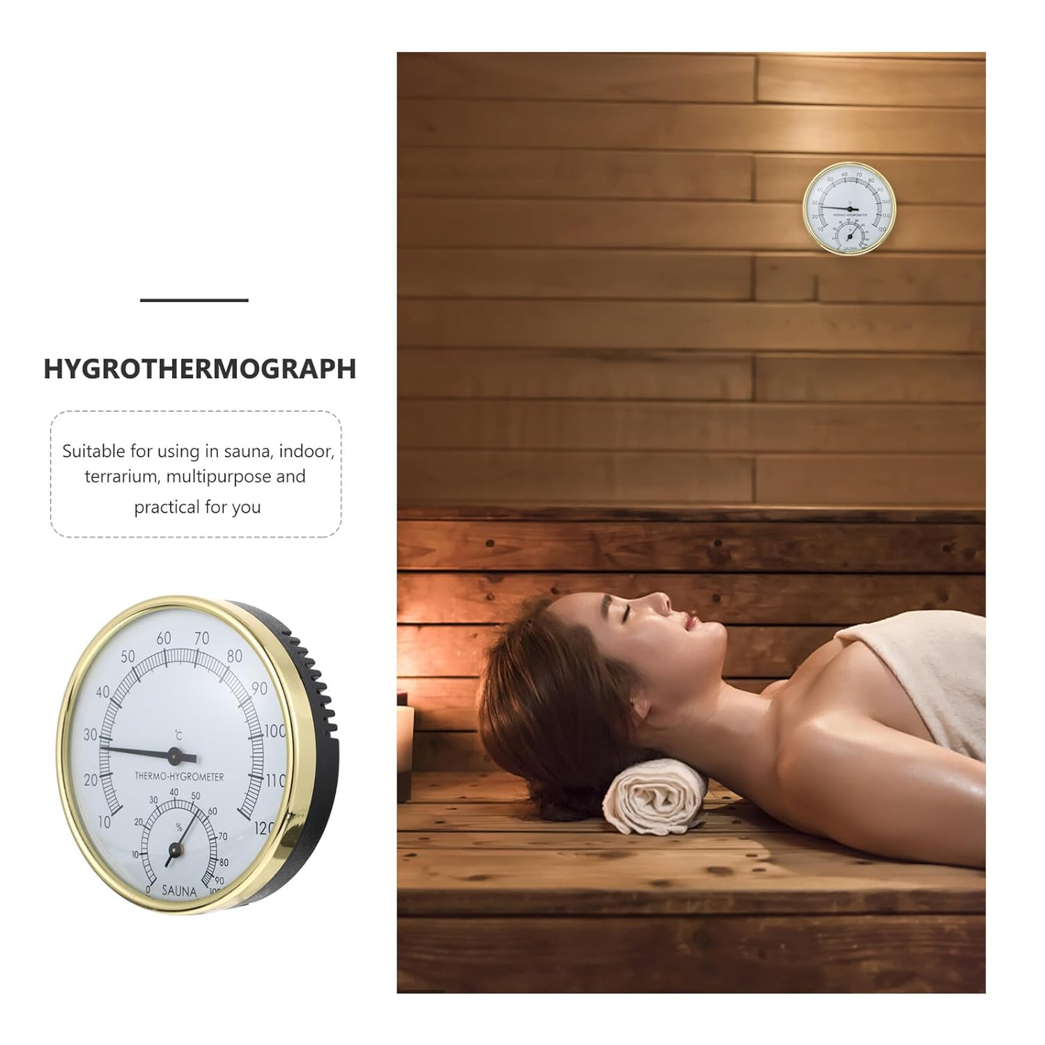 Totority Practical Sauna Hygrothermograph Small Analog Thermometer Hygrometer with Design for Accurate Indoor Temperature and Humidity Monitoring in Sauna Rooms image number 5