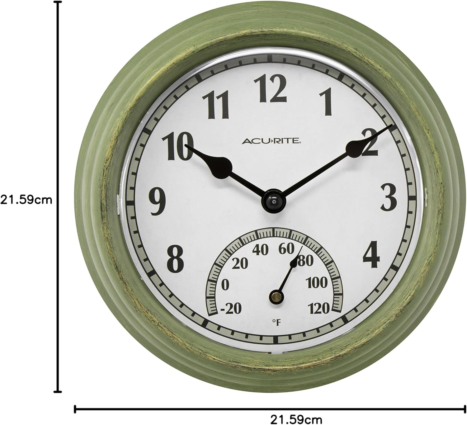 Acurite 02470 Rustic Green Outdoor Clock with Thermometer, 8.5" - Copper Finish image number 5