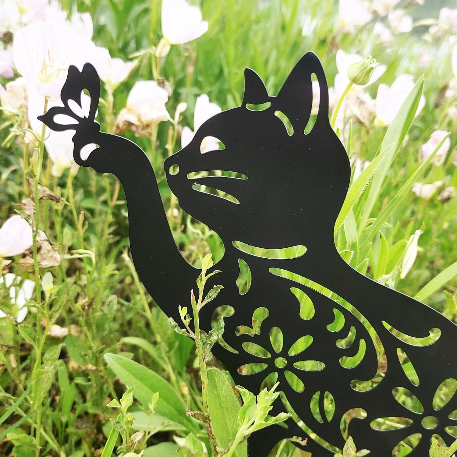 Mrmrkura Metal Cat Stakes Garden Decor Stakes Black Cat Silhouette Statue for outside Metal Cat Decorative Ornaments for Outdoor Garden Home Patio Yard Decor (1 Cat) image number 4
