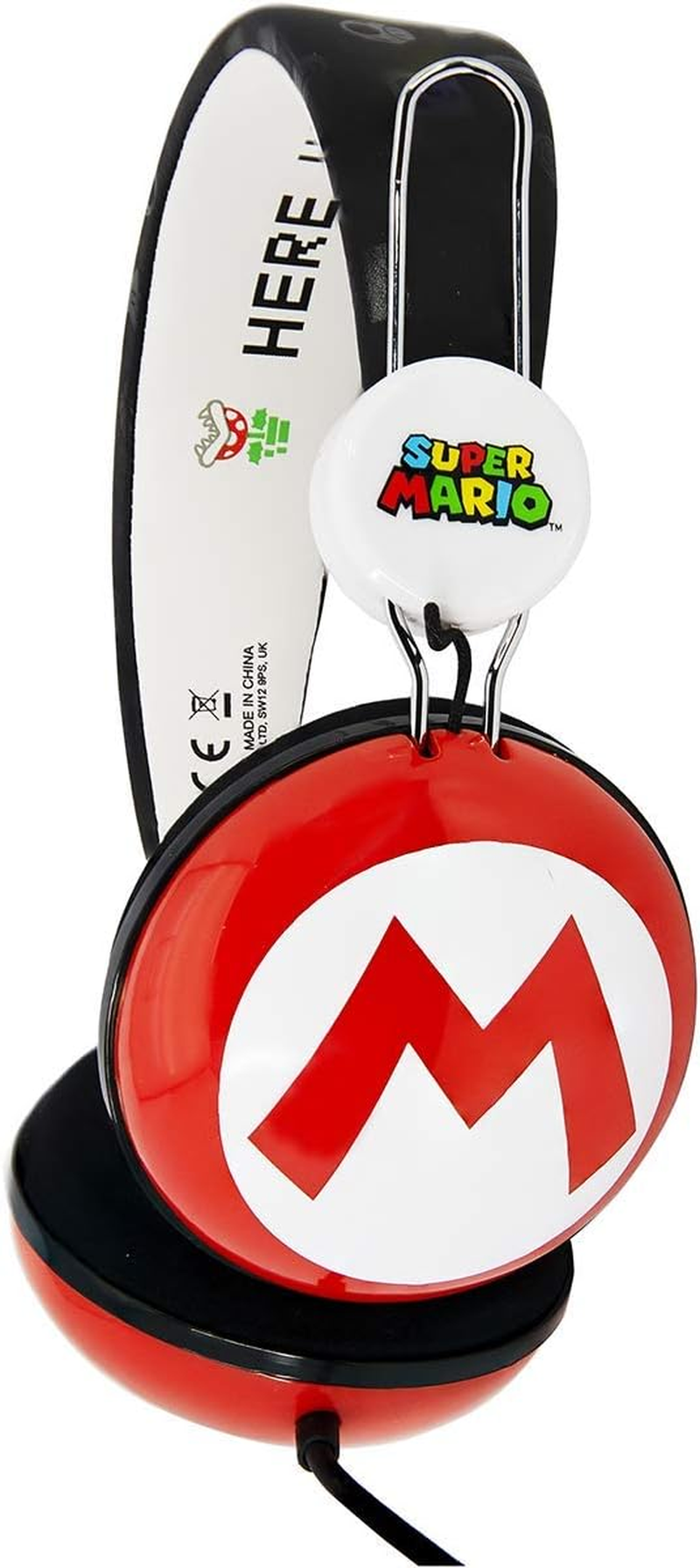 OTL Technologies Tween Kids Super Mario Icon Core Headphones (Padded Headband, 85Db Volume Limit, Colourful Design, Unisex), Red/White image number 1