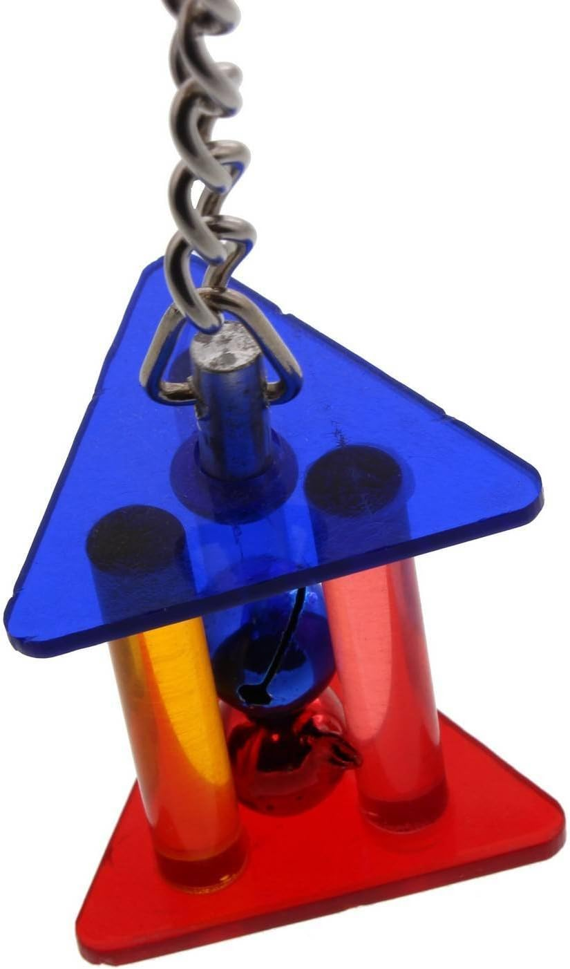 Bird Toy Acrylic Triangular Prism with Bell Balls Aviary Toy Health Interactive image number 3
