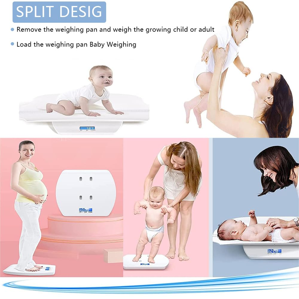 Multifunctional Digital Baby & Pet Scale &ndash; Precision 100KG Weighing with Hold Function, LCD Display & 60Cm Height Ruler for Infants, Toddlers, Puppies, Cats & Adults