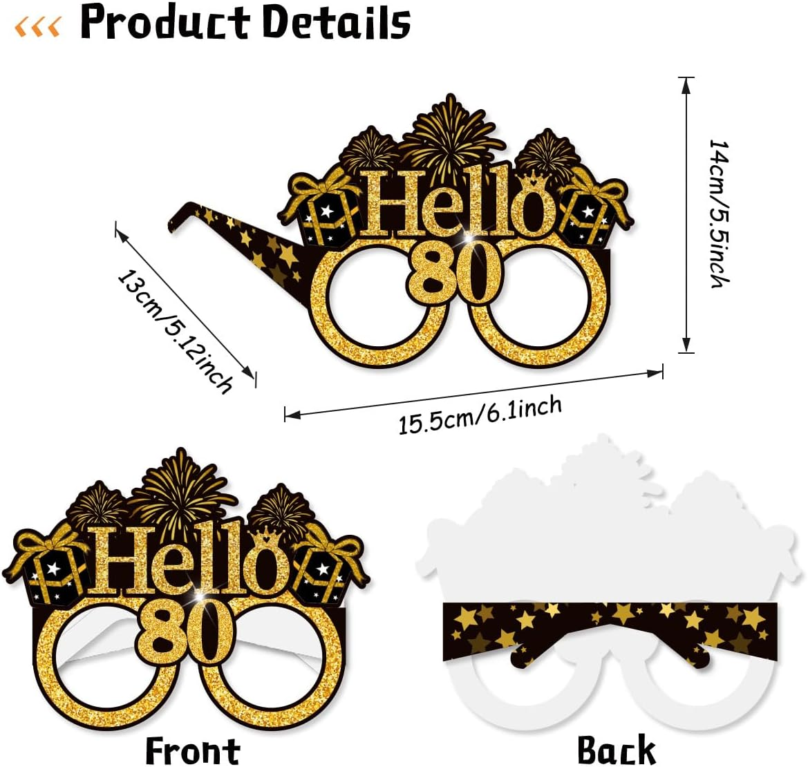 Palumma 8 Pcs Funny Happy Birthday Glasses Black Gold Happy Birthday Glasses, Birthday Decorations for Men Party Glasses for Adults Photo Props Decorations image number 5