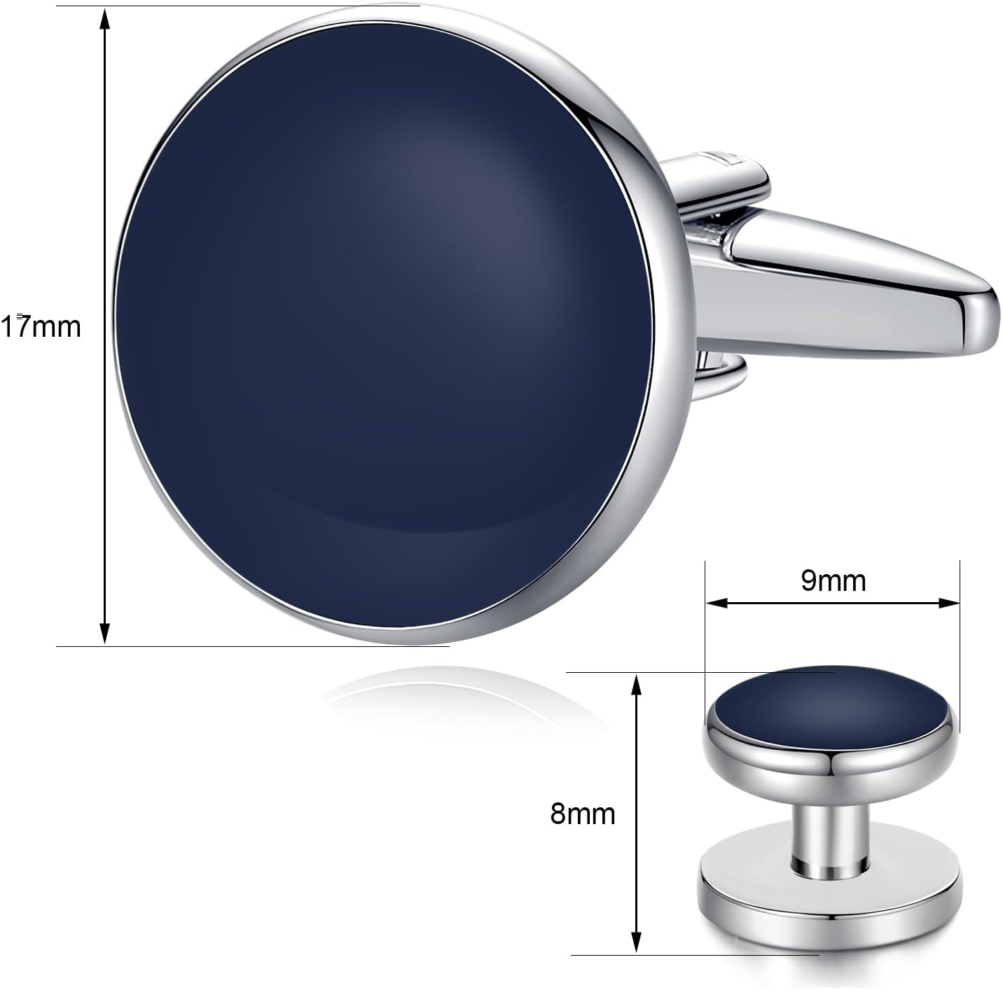 HONEY BEAR 8Pcs Set Cufflinks and Studs - Black Onyx, for Men Shirts Tuxedo Wedding Gift image number 6