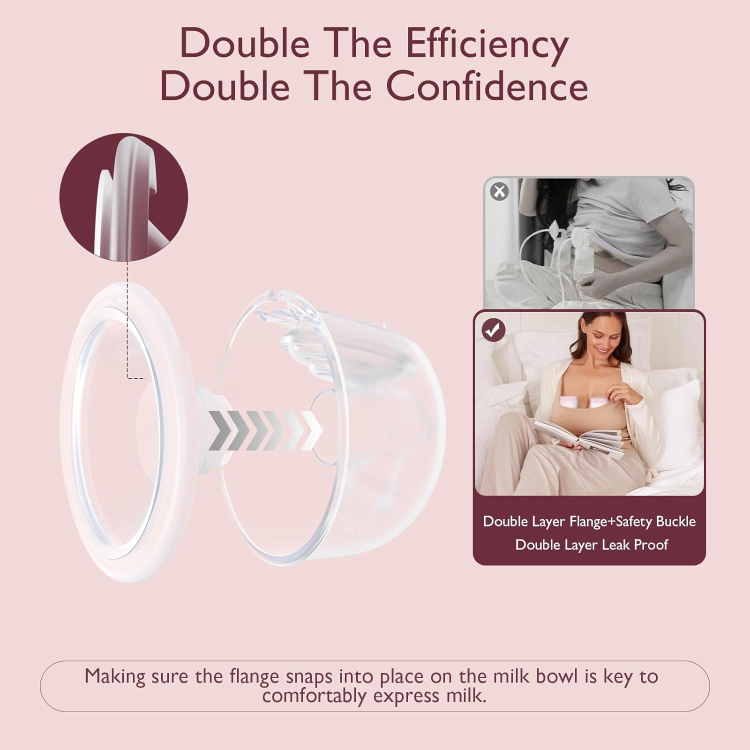 Momcozy Breast Pump Hands-Free S12 Pro, Wearable & Portable Pump with Soft Doublefit Flange 24Mm, 3 Modes & 9 Levels Electric Breast Pump Portable for Easy Pumping, Smart Display (PINK, 2 Count) image number 1