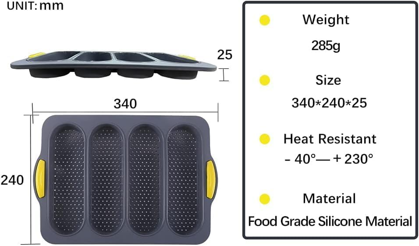 Silicone Loaf Pan Baking Pan for Baking French Baguettes/Hot Dog Buns,Silicone Baguette Pan,Nonstick 3 Wave Loaves French Toast Bread Baking Tray Bake Mold,Diy Making Cake Baking Mould image number 2