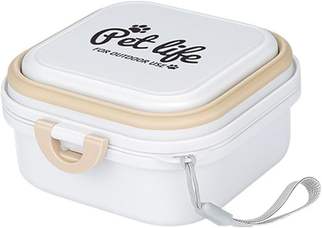 AIMALL 2-In-1 Portable Collapsible Pet Food and Water Bowl, Double-Layer Travel Dog Bowl with Lid, 5.62X5.39X2.75 Inches, Ideal for Outdoor Hiking Camping and Pets