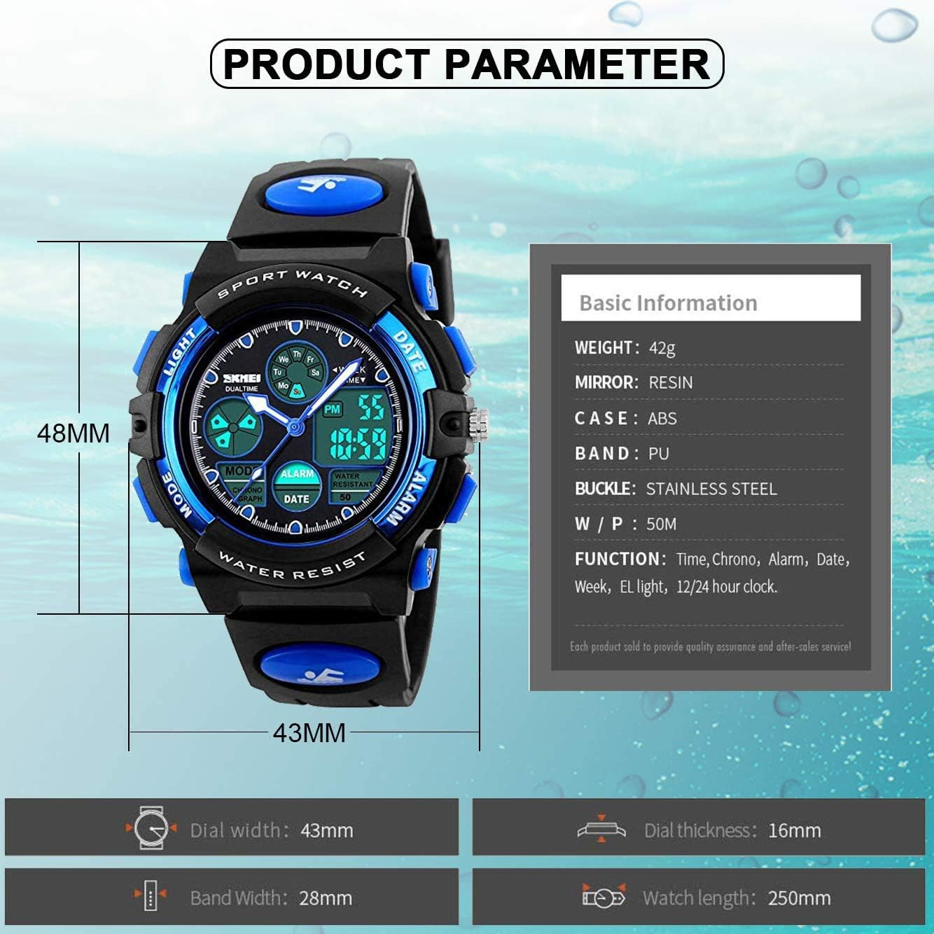 Touber Kids Digital Sport Watch, 50M Waterproof LED Wrist Watches with Alarm Stopwatch - Best Gifts image number 4