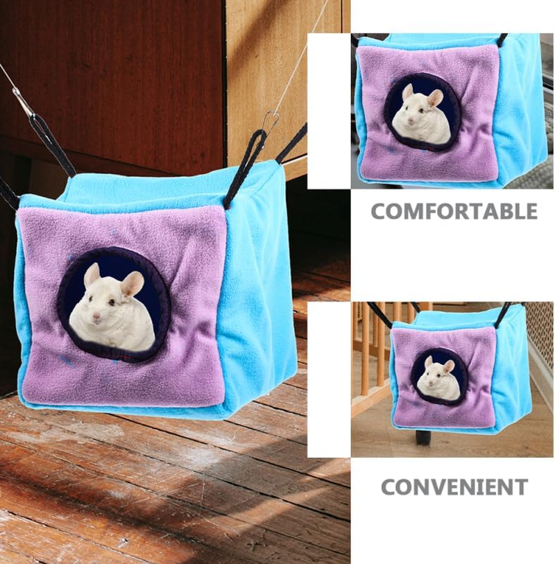 Ifundom Small Animals Cube Hammock for Ferret Rat Chinchilla Squirrel Guinea Pig Cage Hanging Warm Hideout Bed image number 3
