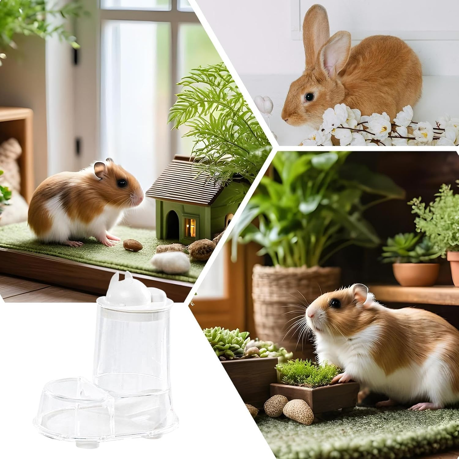 Gihioue Hamster Automatic Feeder, Food Dispenser with Water Bottle Holder, Large Capacity Feeder for Hamsters, Guinea Pigs, Rabbits, Dwarf and Other Small Animals image number 2