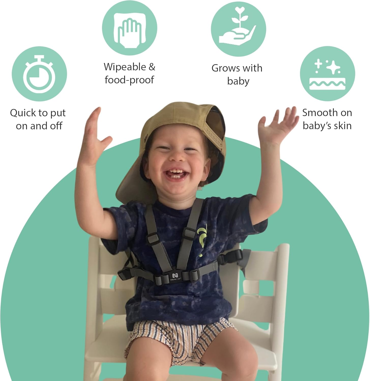 ROKA HARNESS Wipeable, Silicone Harness for Stokke Tripp Trapp - Replacement Straps for Baby Wooden Highchairs image number 4