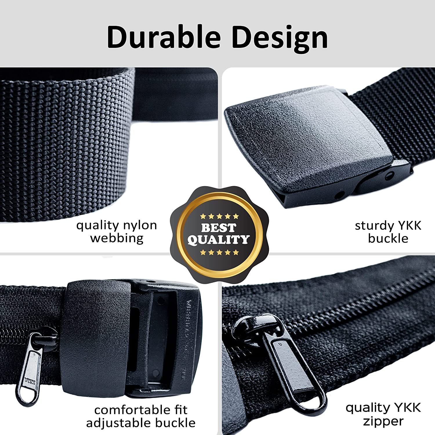 Travel Security Belt with Hidden Money Pocket - Cashsafe Anti-Theft Wallet - Non-Metal Buckle by Roomierlife image number 1