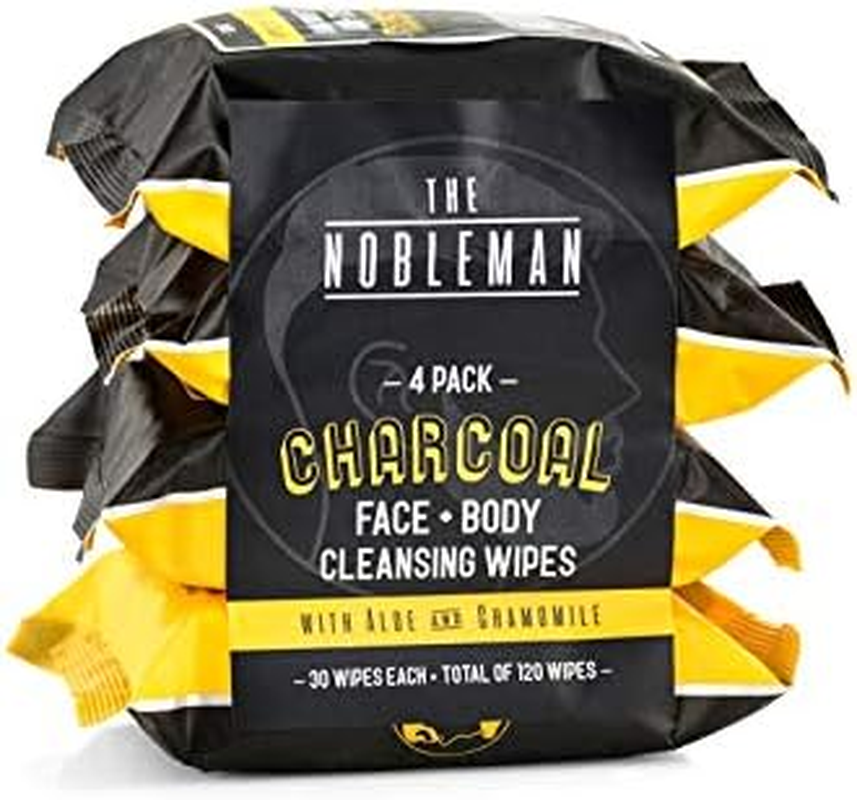 The Nobleman Face + Body Cleansing Wipes: Refreshing - with Aloe & Eucalyptus - 120 TOTAL WIPES (30Ct X 4) - Travel-Friendly, Skin-Nourishing, All-In-One Wipes for Men & Women