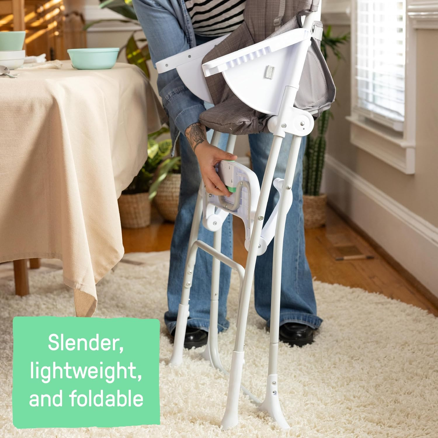 Ingenuity: Ity by Ingenuity Sun Valley Compact Folding High Chair, Food-Grade Safe Plate, Safety Harness, for Ages 6 Months and Up, Unisex - Grey image number 1