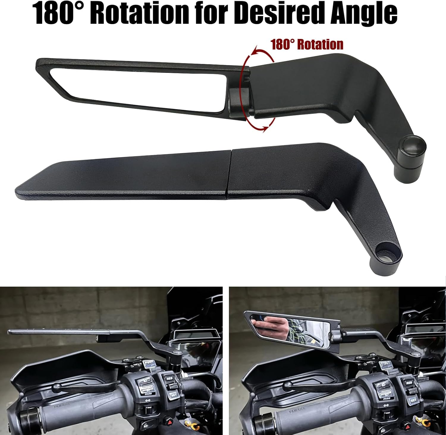 Motorcycle Mirrors Stealth Wind Wing Side Rearview Mirrors Compatible with Ducati Monster 937 Monster 950 SP 1200 Streetfighter V4 S V2 Hypermotard 950 698 1100 Multistrada 1200 V2 V4 image number 1
