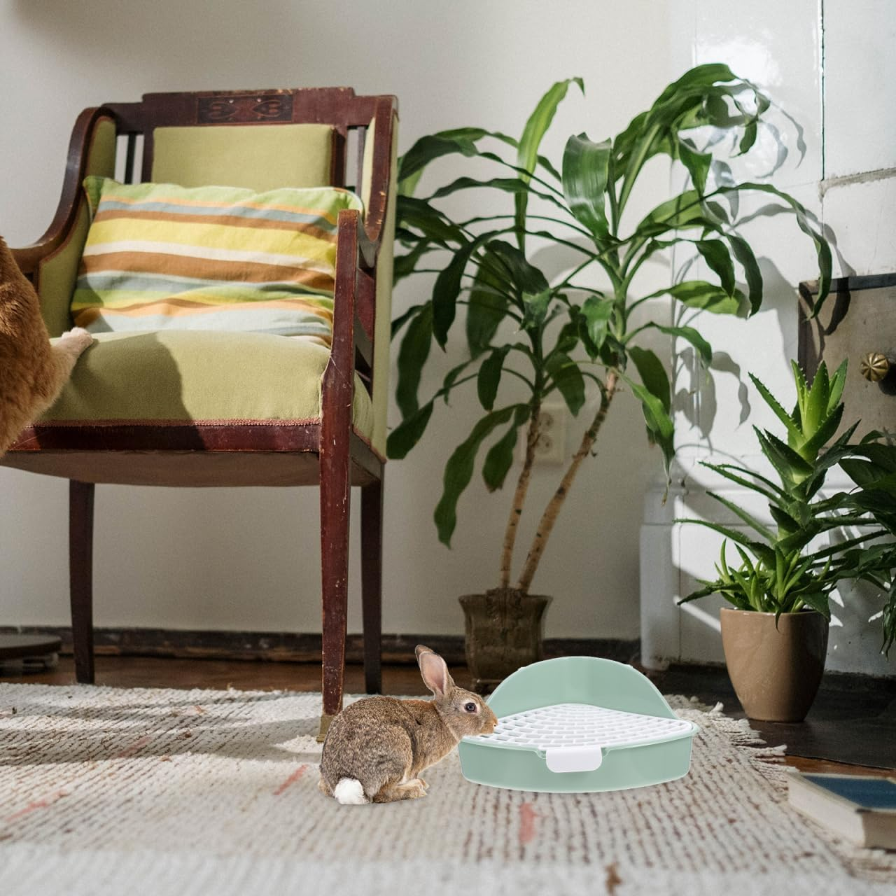 Ibasenice Rabbits Litter Box Small Toilet Easy to Clean Turnover Design for Bunnies and Other Small Animals image number 2