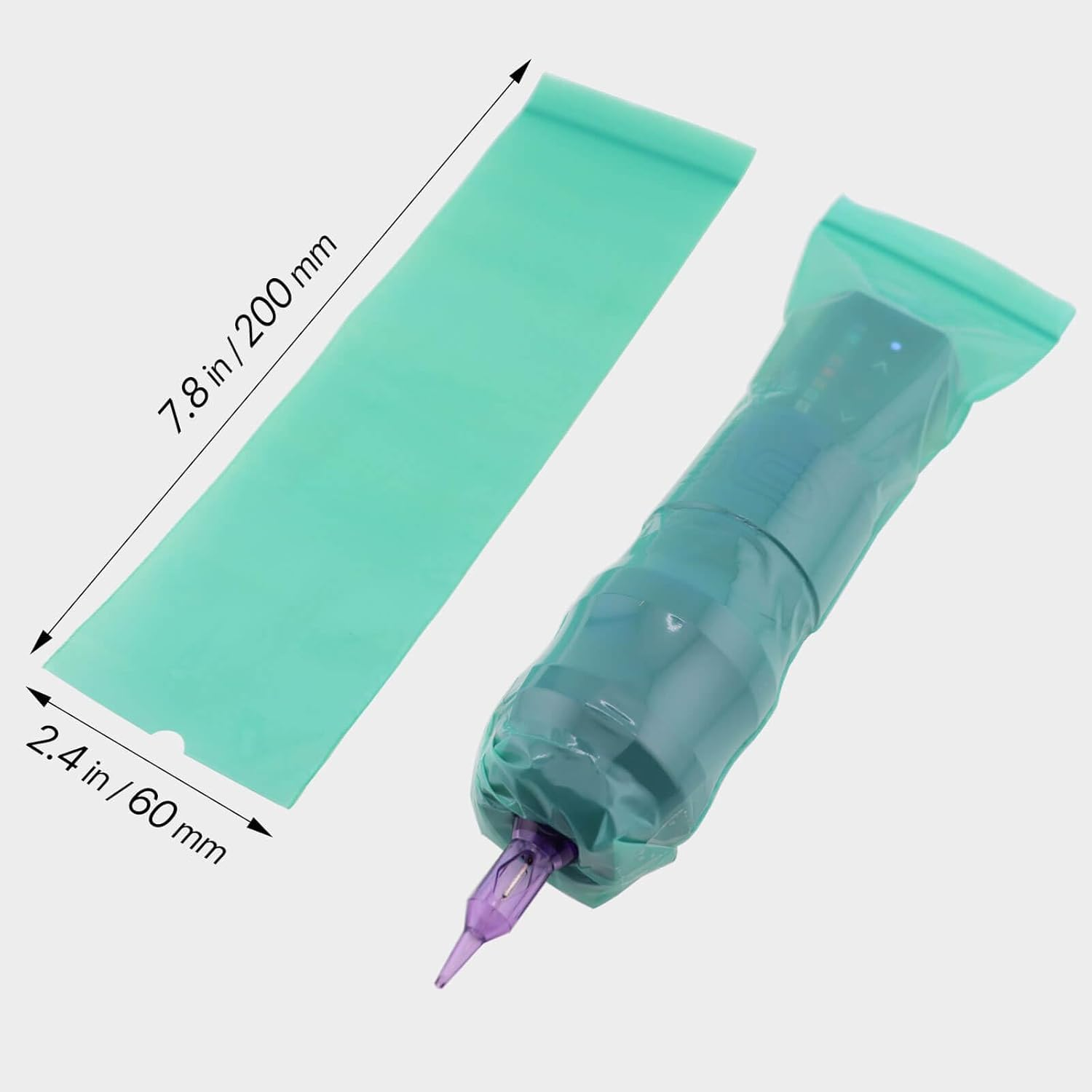 300Pcs Tattoo Machine Covers Sealable Type - 2.4&times;8 Inch Jungle Green Tattoo Pen Covers Machine Bags Sleeves for Cartridge Tattoo Machine - Professional Tattoo Supplies & Accessories image number 1