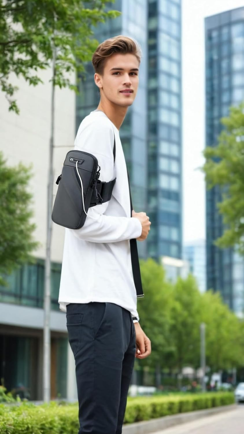 Phone Holder Armband Universal Fit for Iphone & Android | Secure Bounce-Free Workout Arm Band | for Running, Walking, Hiking, Biking | Adjustable Sweat-Resistant Strap | Black 7.2" Screen Max image number 1