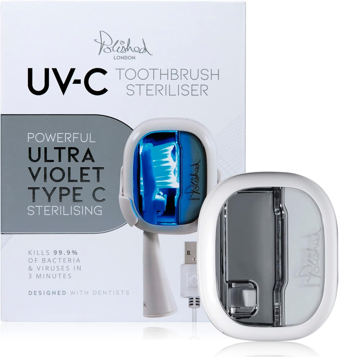 Polished London Toothbrush Case with UV Light Feature &ndash; White, Portable, Smart Auto-Off, Compact & Travel-Friendly image number 3
