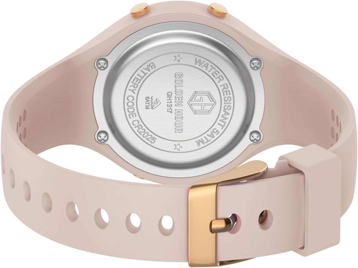 GOLDEN HOUR Digital Ladies Watches 5ATM Waterproof Sport Womens Watch with Luminous/Date/Week/Month Chronograph, Silicone Strap Swimming Watch for Women