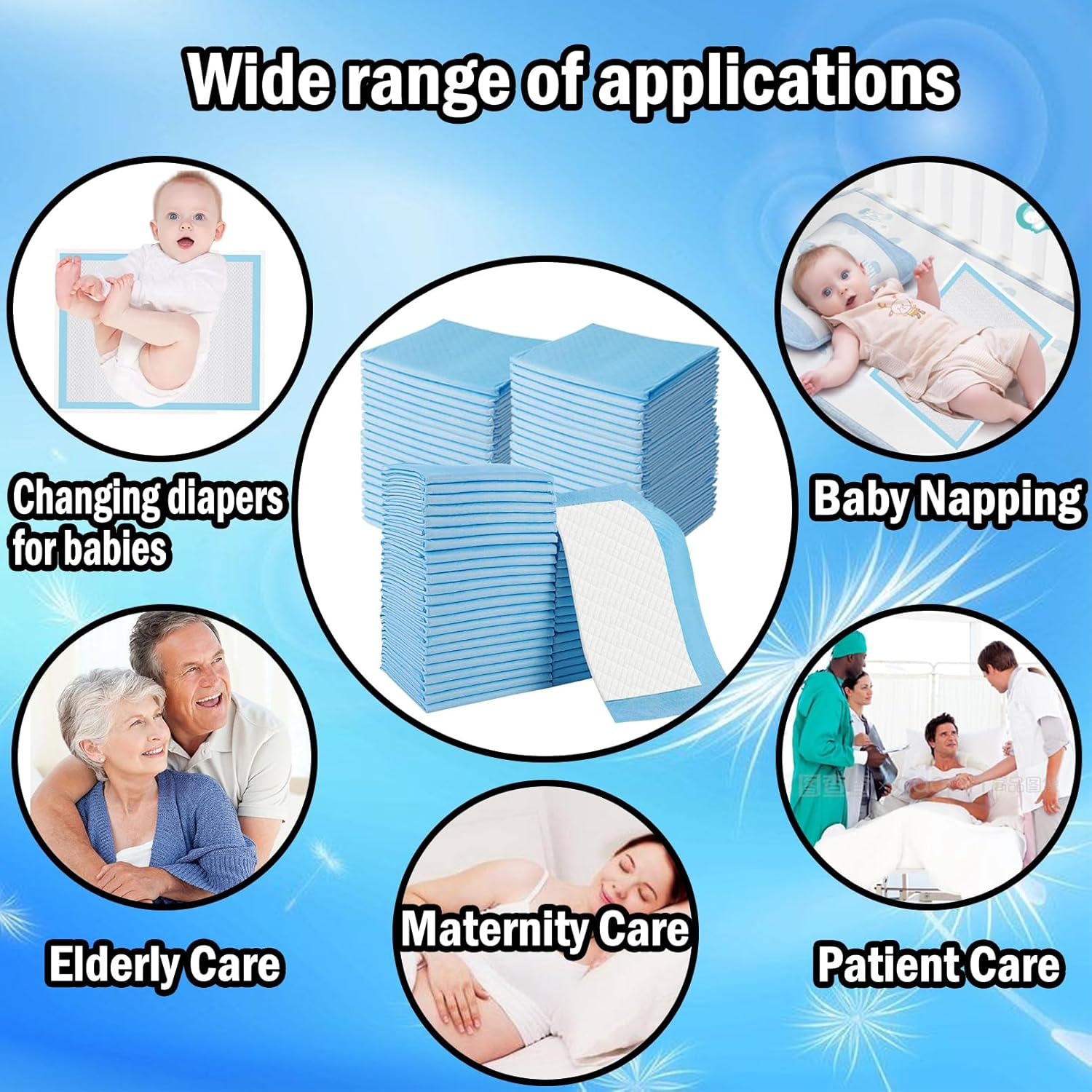 100 Pack Disposable Changing Pad,High Absorbent Diaper Waterproof Leak Proof Changing Pads image number 4