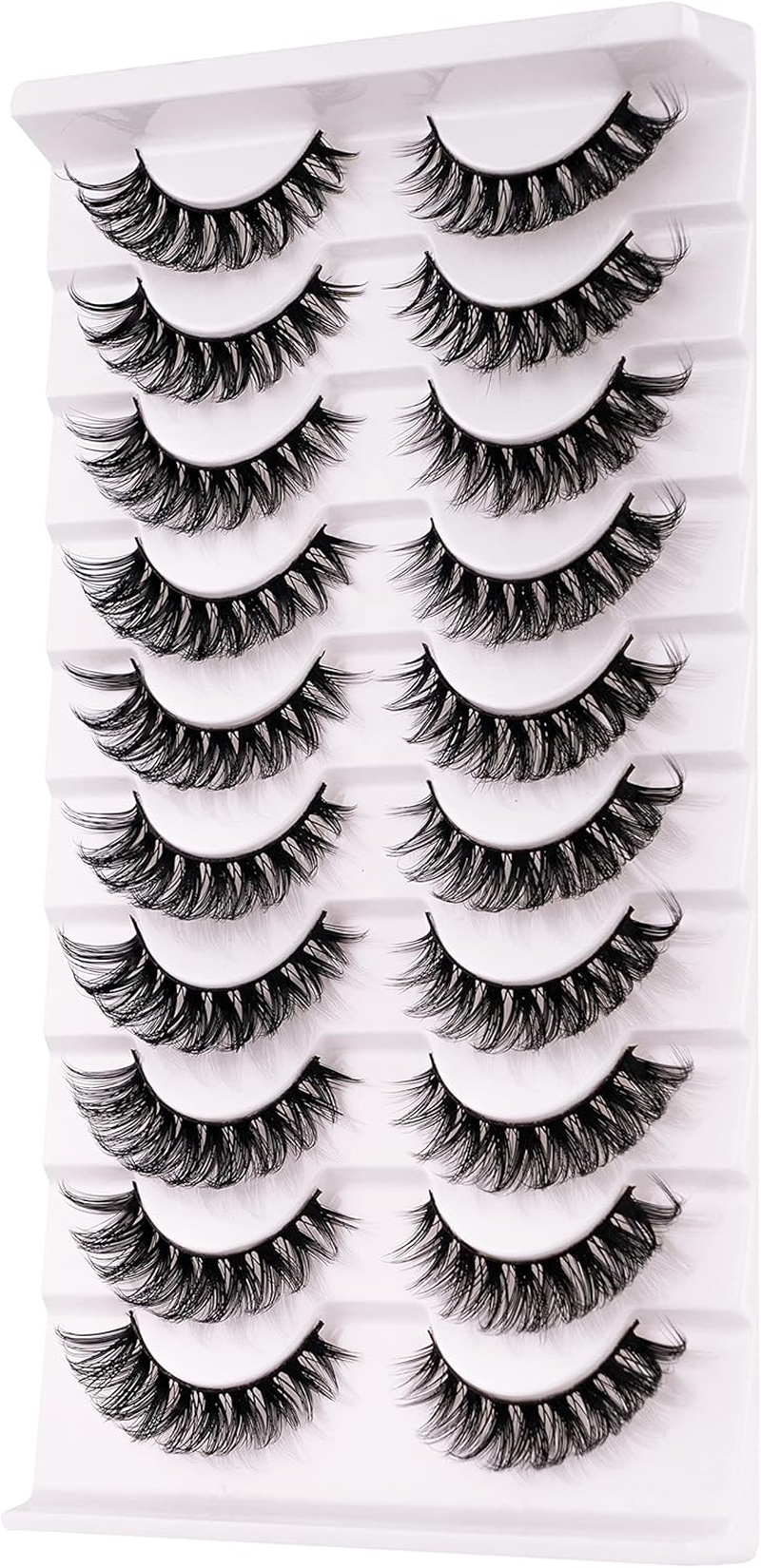 Russian Strip False Eyelashes D Curl Soft Faux Mink Lashes Natural Curly Cat Eye Fake Lashes Extension 10 Pairs Happy Heartbeat(Ic9) - Ic9 image number 2
