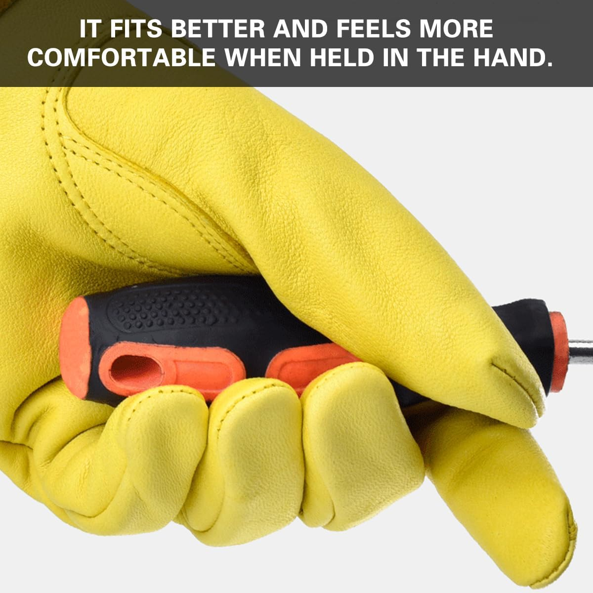 AIMALL Long Cowhide Gardening Gloves with Extended Cuffs, Heat Resistant Anti-Puncture Non-Slip Gloves for Pruning, Flower Arranging, Cattle Work, Size S&ndash;XL, Yellow image number 4