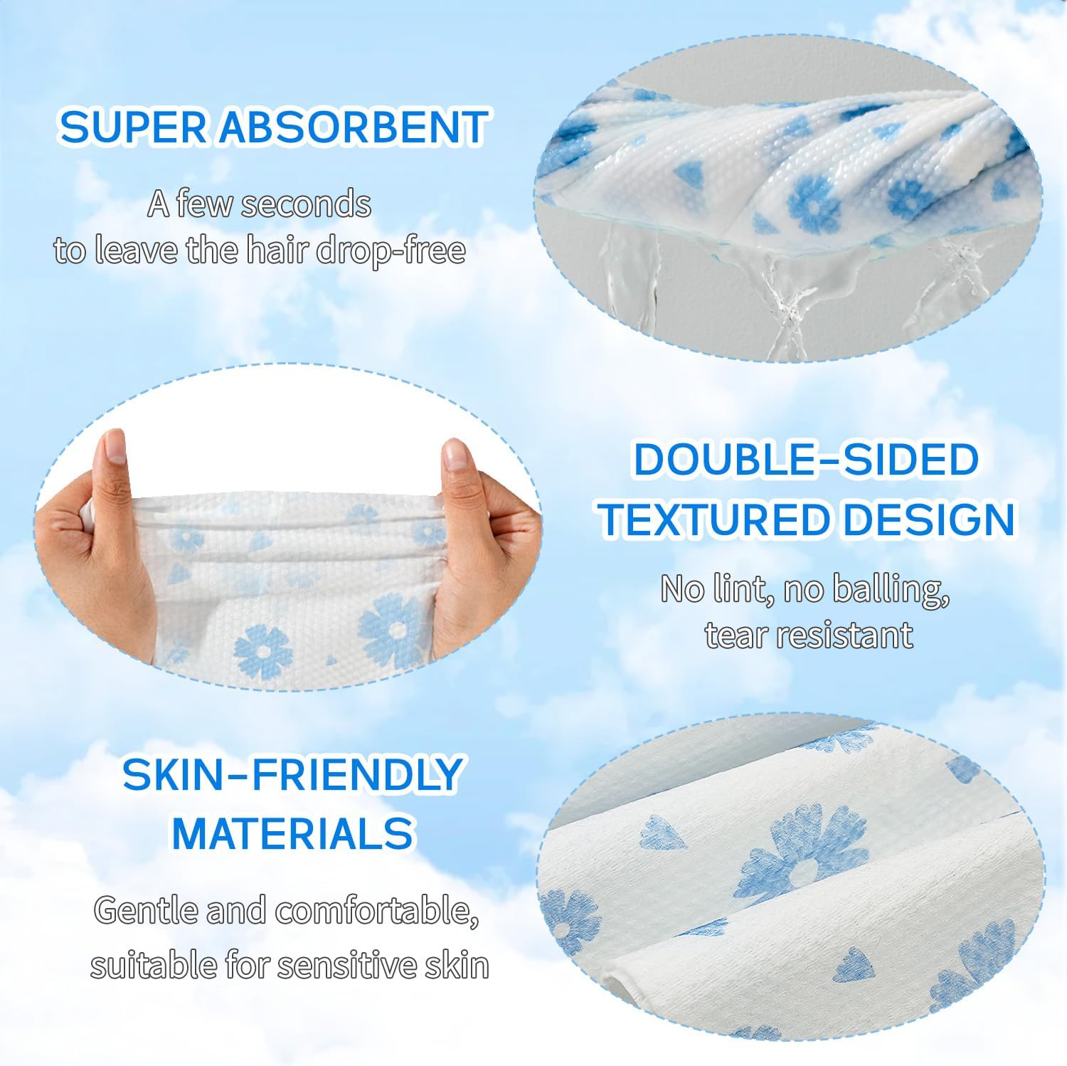 BOROLA 1PCS Disposable Hair Drying Towel Cap Super Absorbent Double Thick Travel Friendly Individually Packed Fast Drying Skin-Friendly Instant Absorption(25 * 65CM/9.8 * 25.5IN) image number 4