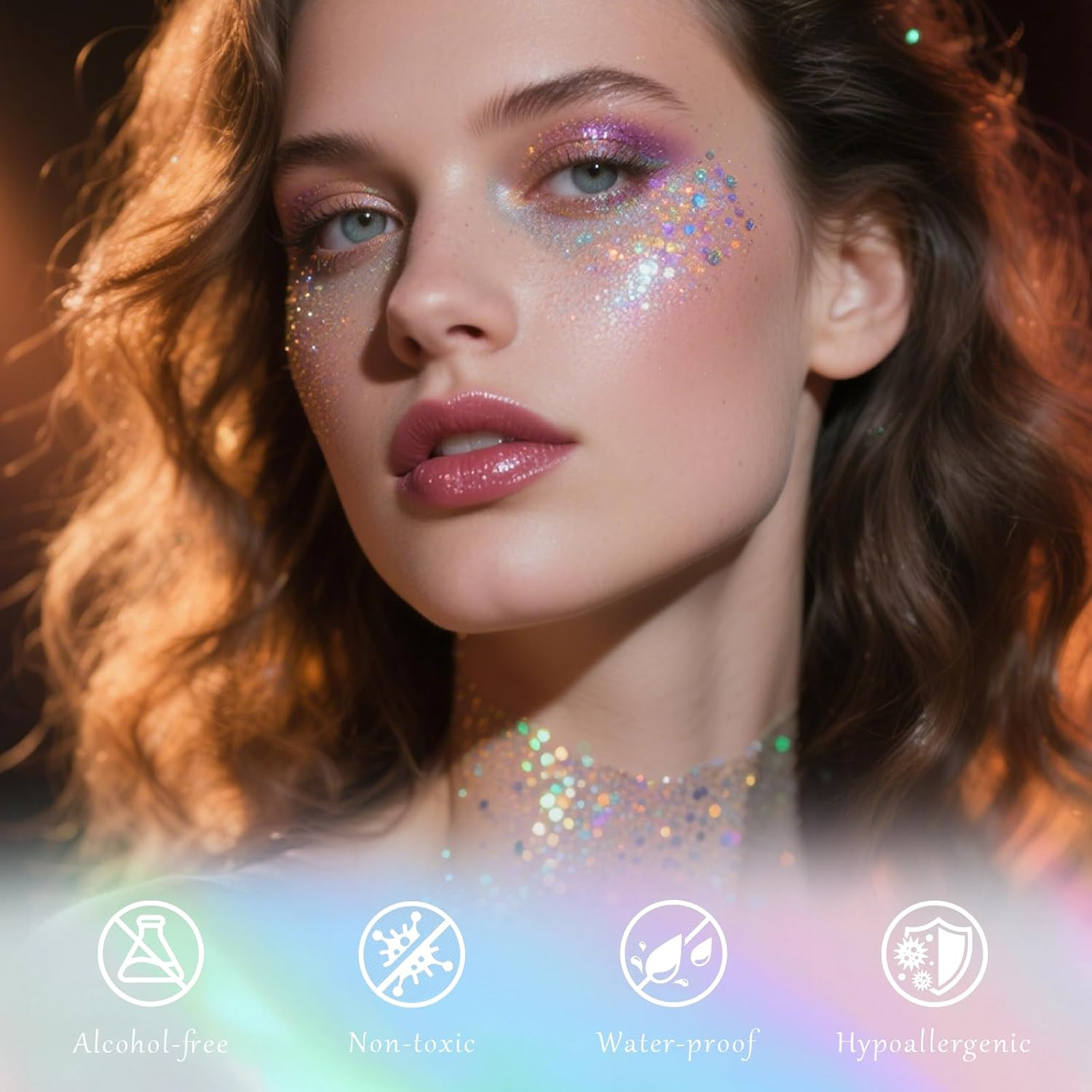DAGEDA Body Glitter Stick, Mermaid Chunky Sequins Face Paint, Music Festival Concert Accessories Outfits Hair Glitter, Lips Eyeshadow Nails Holographic Cosmetic Halloween Rave Makeup (06 Silver) image number 1