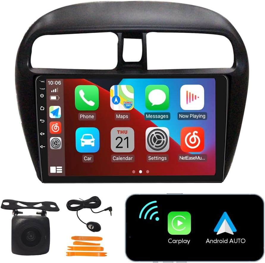 [2G+32G] 9" Carplay Android Auto Touchscreen Autoradio Car Stereo GPS Navigation FM Radio Head Unit Wifi Mirror Link Multimedia Player GPS Radio DSP Formitsubishi Mirage 2012-2018 image number 1