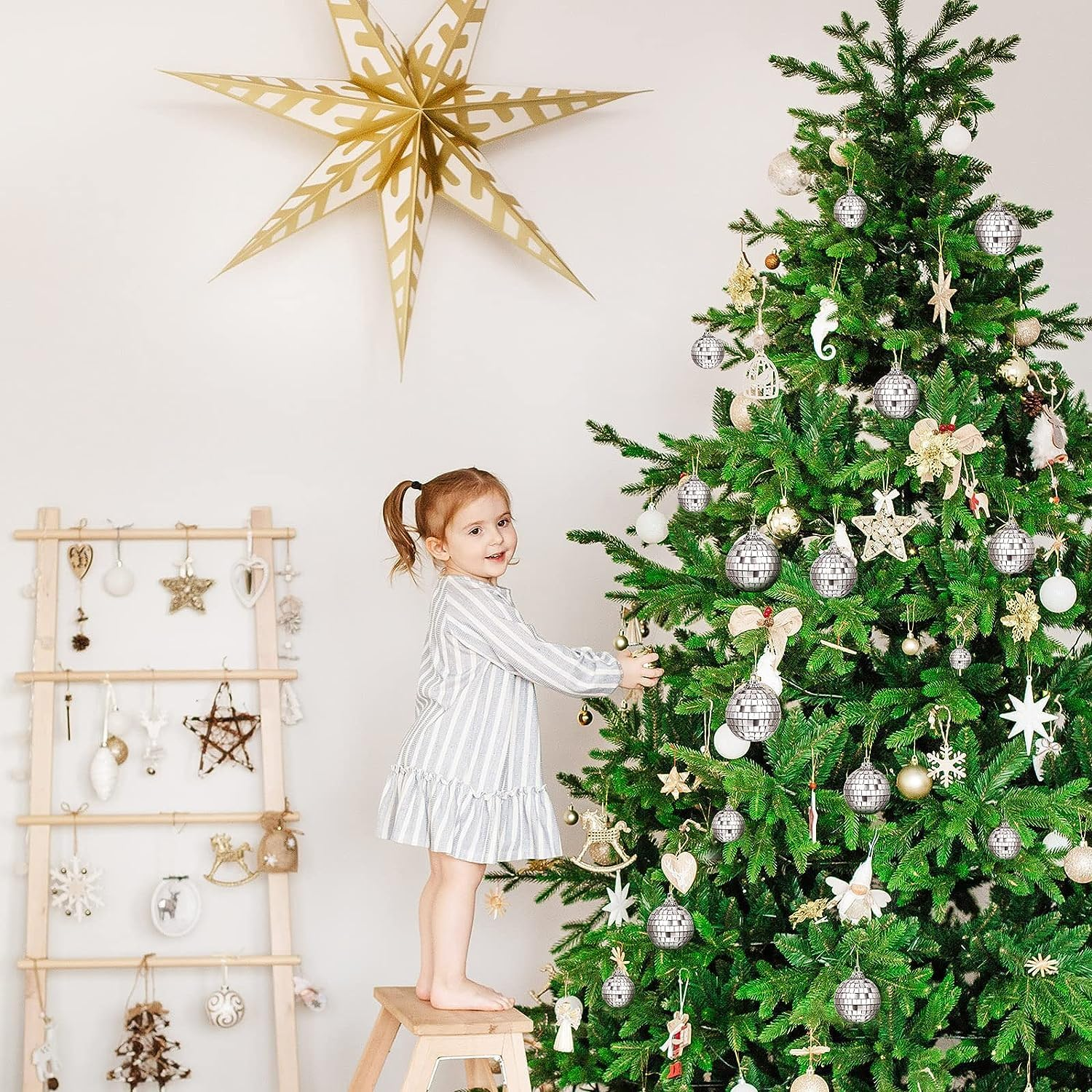 30Pcs Small Mirror Disco Ball, Christmas Ball Ornaments, Silver Hanging Decorations Reflective Mirror Ball Cake Decoratiodisco Party Supplies for Wedding Christmas Festive, 1.18In Diameter&hellip;