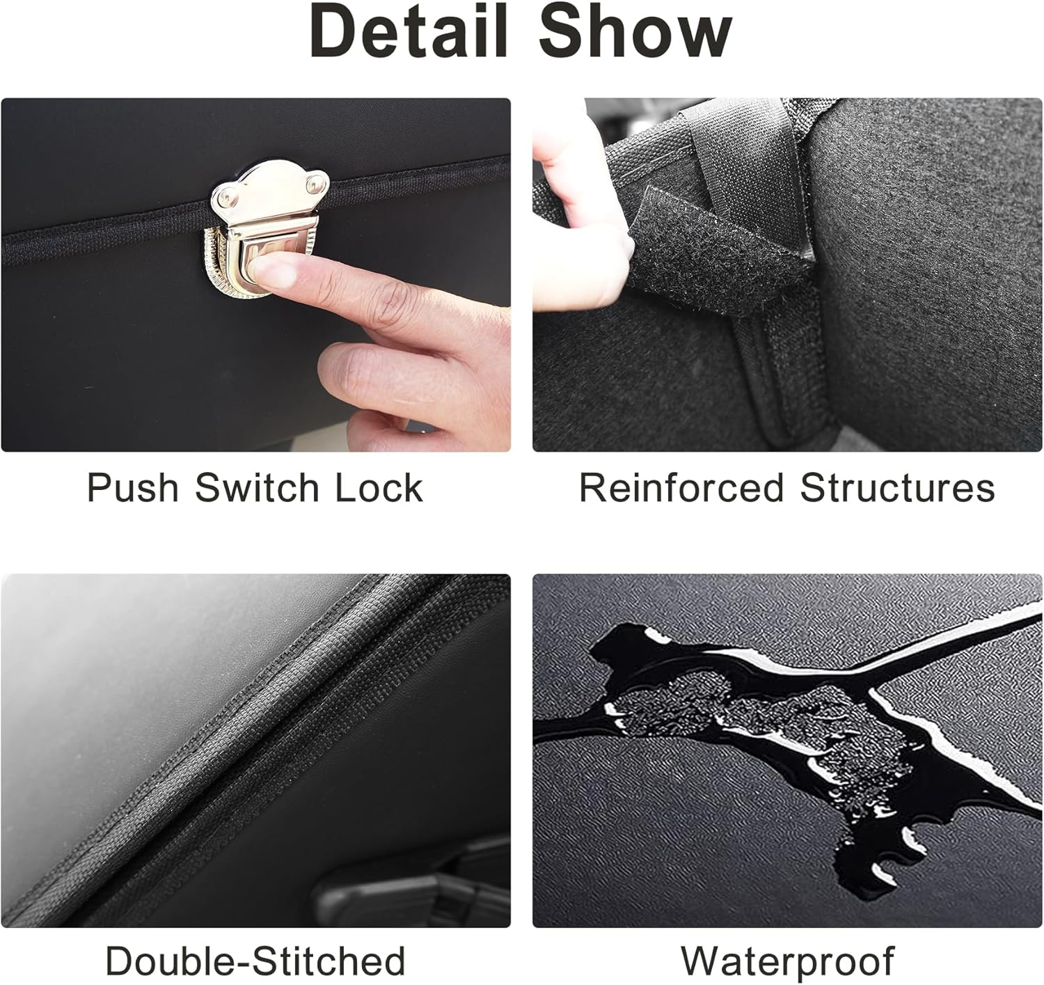 Car Organizers for Trunk for Suv Sedan, Car Trunk Organizer, Leather Storage Box, Extra Large Boot Organiser, Button Lid,Collapsible Adjustable Multi Compartment Auto Boot Tidy (Black-Small) image number 2