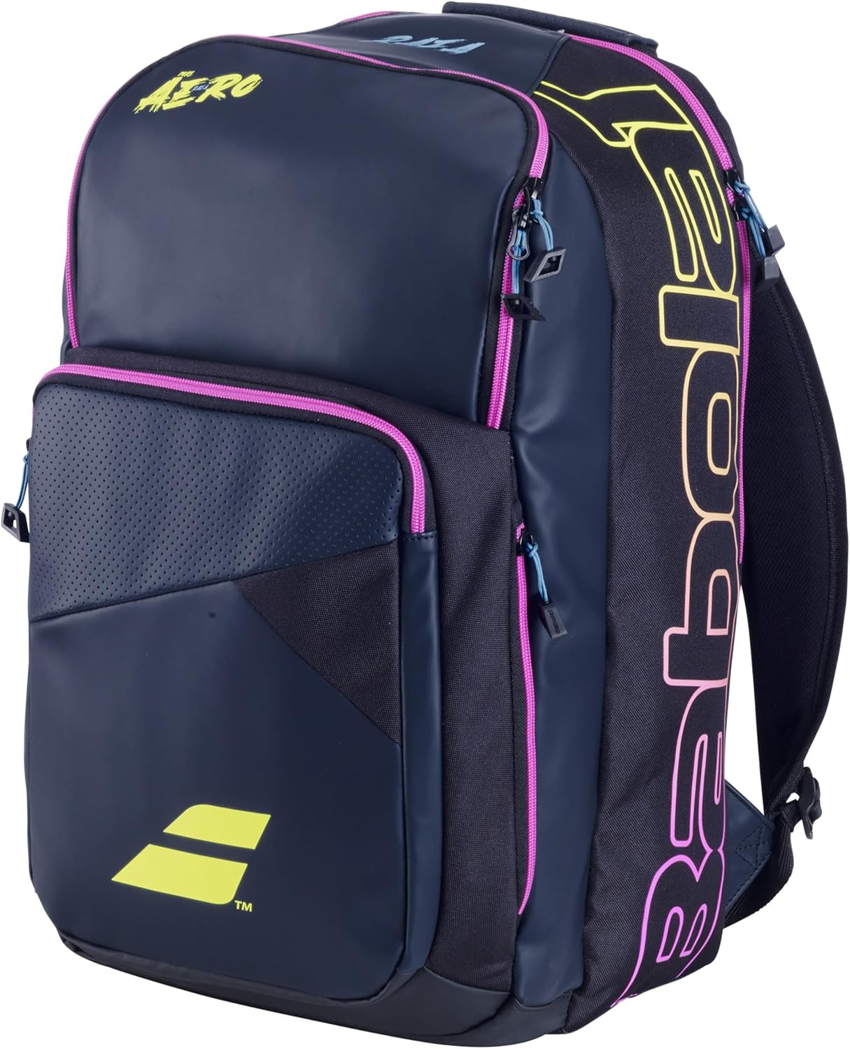 Babolat Pure Aero Rafa Tennis Backpack (Dark Navy/Yellow/Pink) image number 1