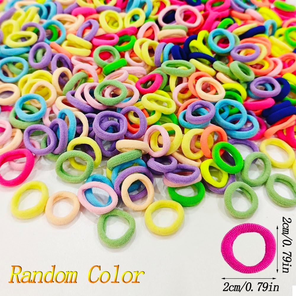 500Pcs Baby Hair Ties, NIANAN Candy Color Hair Rubber Bands 16 Colors Elastic Ponytail Holder Soft Cotton Seamless Hair Ties Colorful Small Hair Accessories for Kids, Newborn Girls, Toddler image number 4